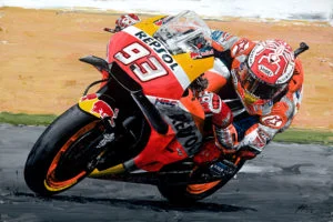 Marc Marquez riding a Honda Motogp handpainted artwork