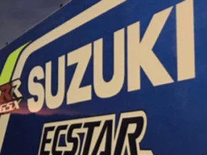 Suzuki ecstar MotoGP motorbike presentation picture turned into a poster
