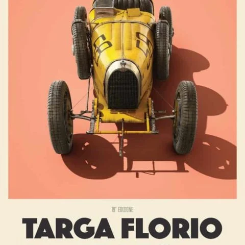 Legenday vintage car posters, Bugatti targa florio T35